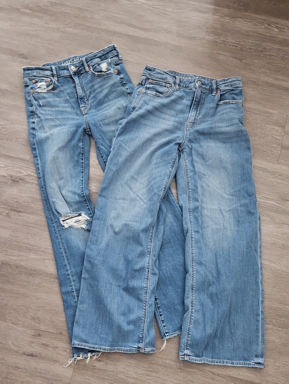 American Eagle Outfitters Light Blue Flare & Wide Leg Jeans Duo
